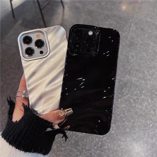 褶皱波浪纹苹果17pro手机壳新款适用iPhone15/16女款14promax高级感11创意个性14plus全包防摔XR/XS网红小众 - 图1