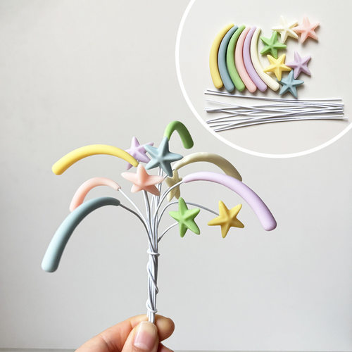 2026网红新年软胶彩色礼花蛋糕装饰插件炫彩火花元旦跨年烘焙装扮 - 图1