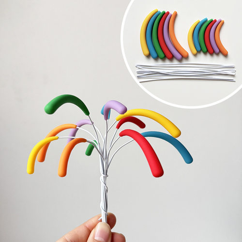 2026网红新年软胶彩色礼花蛋糕装饰插件炫彩火花元旦跨年烘焙装扮 - 图2