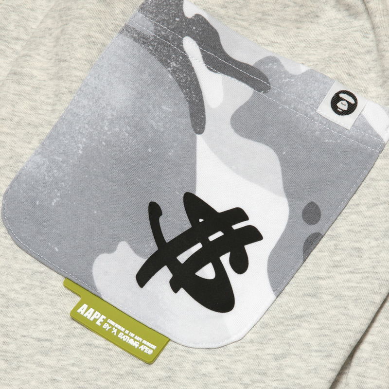 Aape旗舰店男装春夏喷墨迷彩口袋猿人刺绣休闲短裤C604XBO