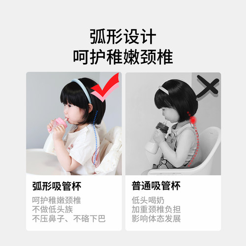 mm玻璃奶瓶吸管杯儿童水杯宝宝学饮杯吸管奶瓶1岁以上直饮杯婴儿 - 图0
