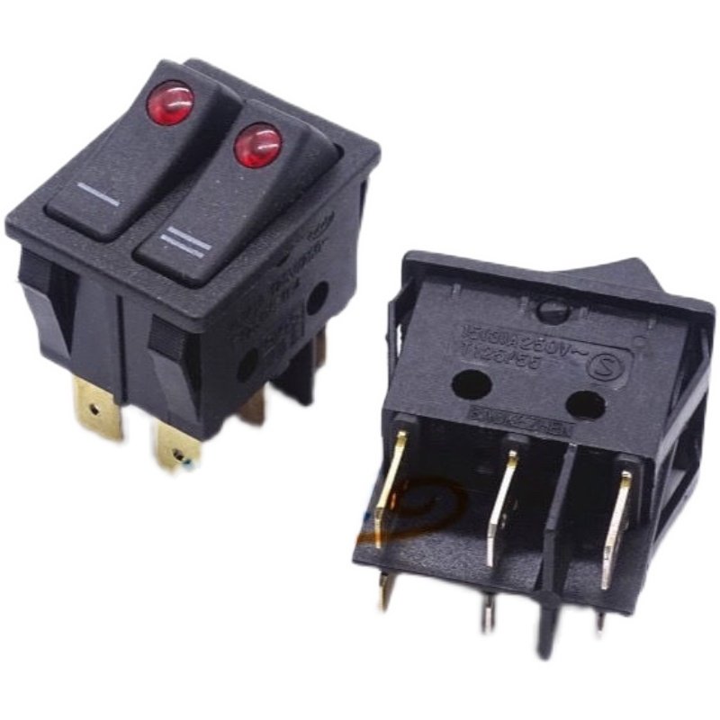 包邮 2个装电饼档开关双开关配件电暖气油汀开关6脚双联开关带灯,淘宝优惠券,粉丝福利购,淘宝优惠卷