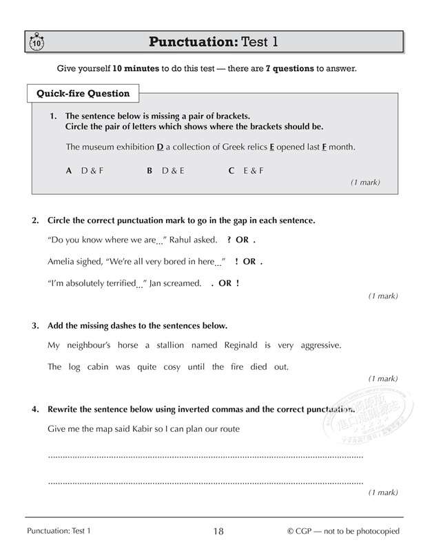 预售 英国CGP教材 KS3 English Workbook Grammar 中学英语教辅2册套装 单词拼写 语法 标点符号 练习含答案 12-14岁