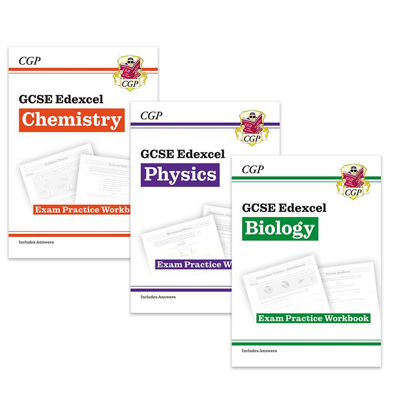 英国原版CGP教辅 爱德思考试练习3册套装 物理Physics 生物Biology 化学Chemistry New GCSE Edexcel Exam Practice Workbook - 图0