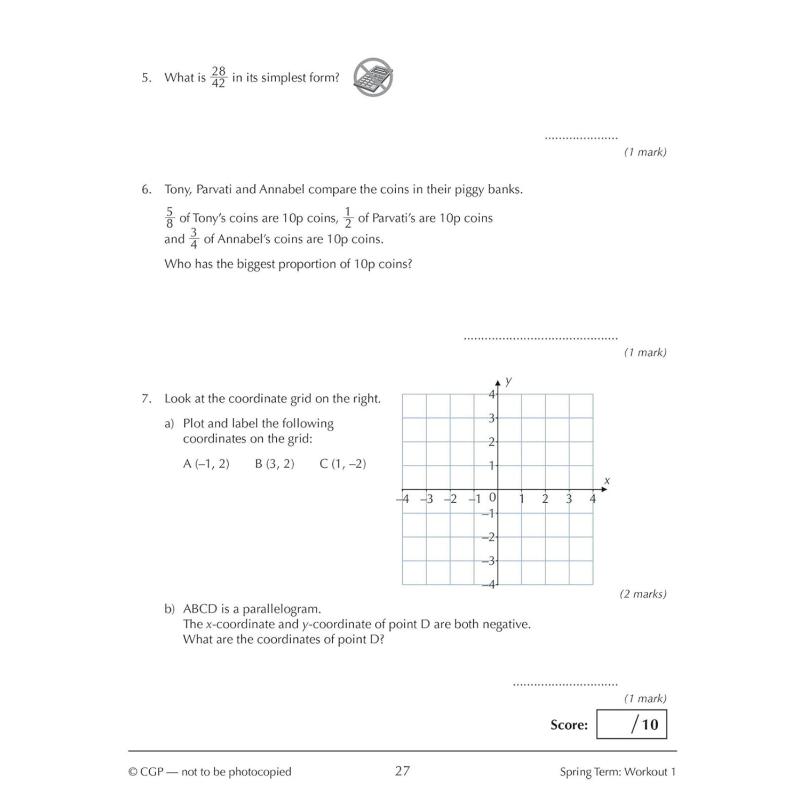 英国原版CGP教辅新版KS3数学10分钟每周锻炼 7年级 New KS3 Maths 10 Minute Weekly Workouts Year 7大音-图1