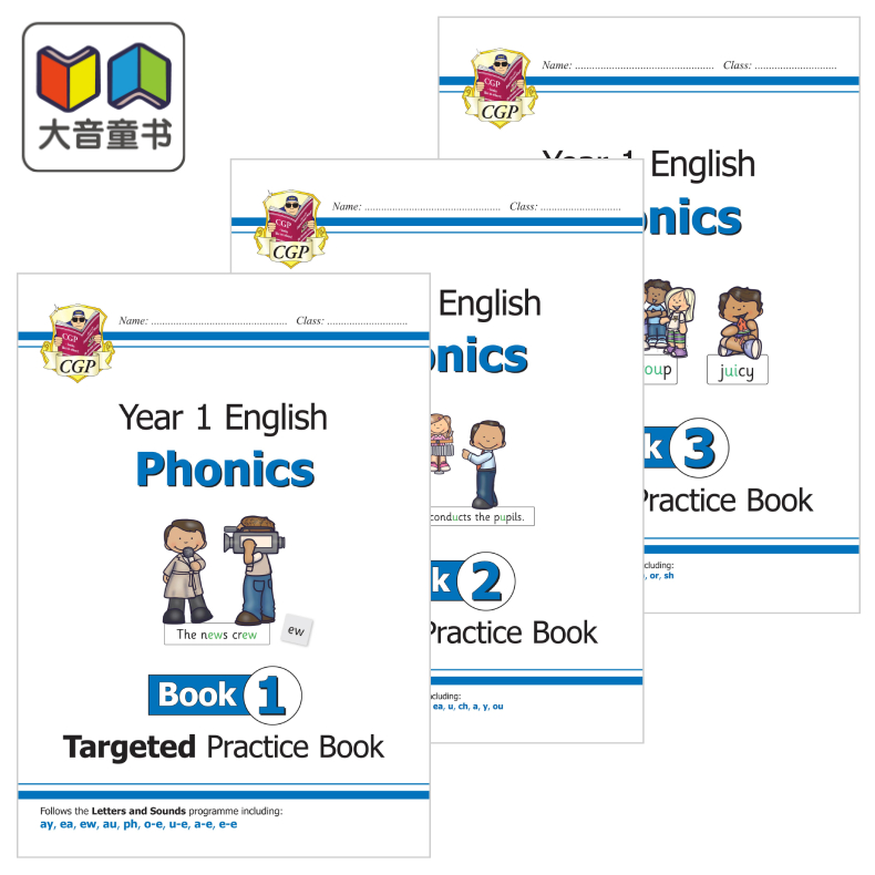 英国CGP原版 KS1 English Targeted Practice&Question Book 英国小学英语书写自然拼读语法阅读练习包多组合 6-7岁 - 图1