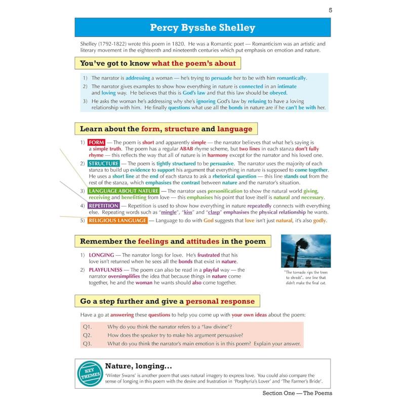 英国CGP原版教辅GCSE English Literature AQA Poetry Guide Love & Relationships 英语文学AQA诗歌指南人际关系 大音 - 图3