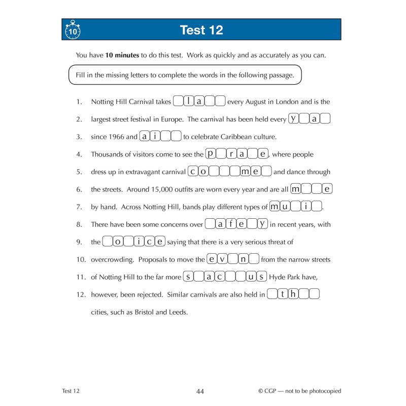 英国CGP 11+ CEM 10-Minute Tests: Verbal Reasoning - Ages 8-9 (with Online Edition) 大音 - 图2