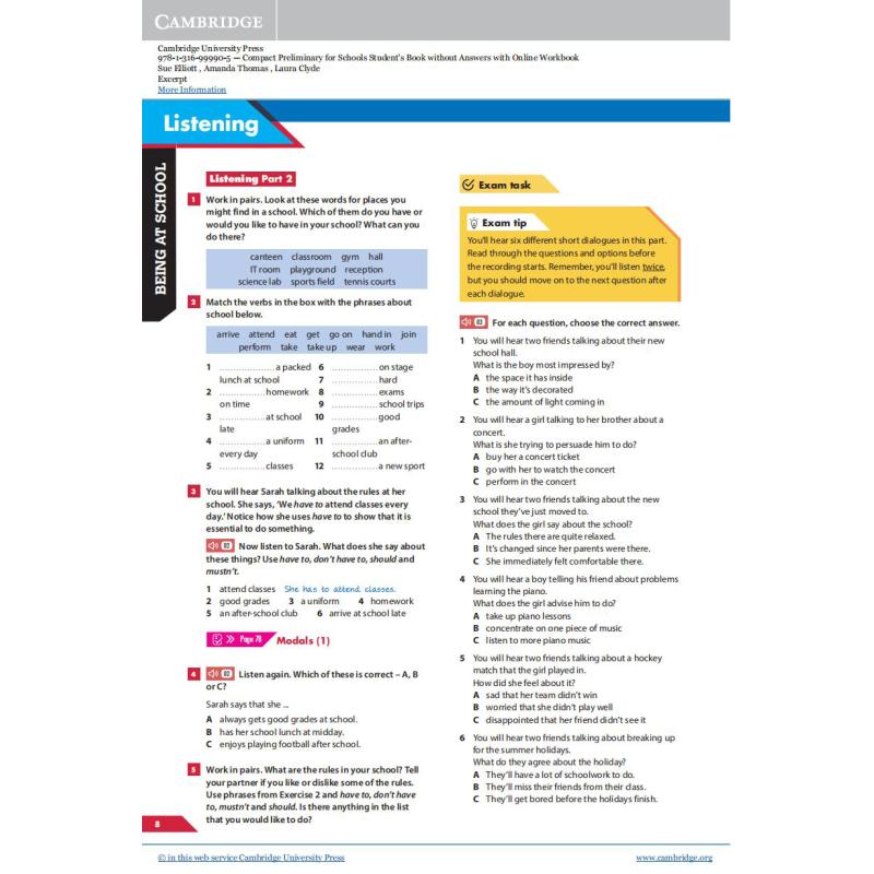 Cambridge A2 KET Compact Preliminary for Schools Students Book 学生用书 含线上练习 练习册 无答案 英文原版剑桥英语 - 图3