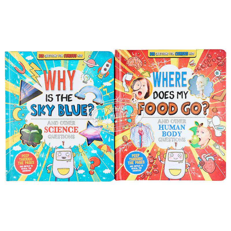 好奇孩子们的有趣科普2册 Fascinating Facts for Curious Kids 我的食物去哪里为什么天空是蓝色 英文原版纸板书 大音