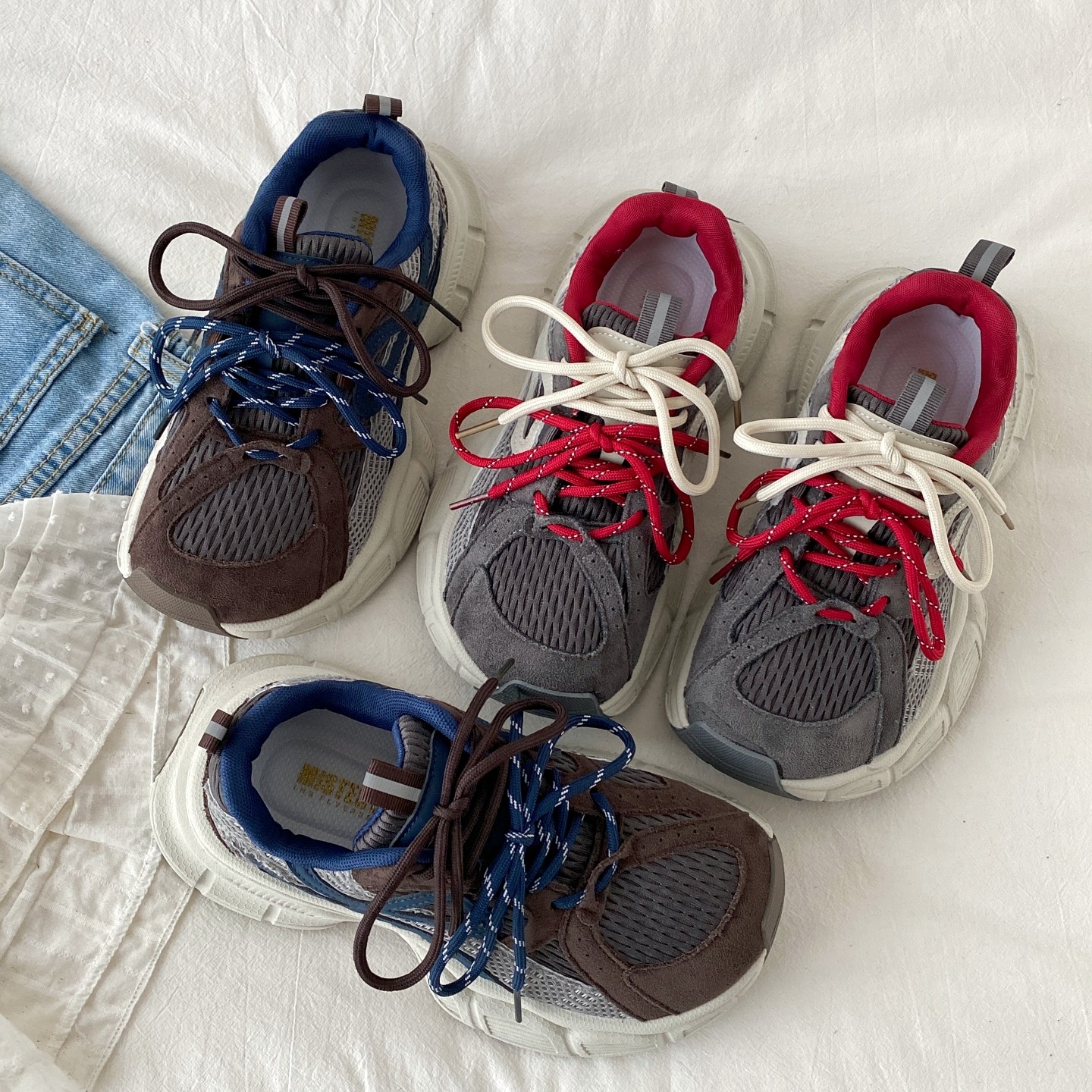 喜叔 复古小众拼色厚底老爹鞋女款ins潮时尚增高双鞋带休闲运动鞋,淘宝优惠券,粉丝福利购,淘宝优惠卷