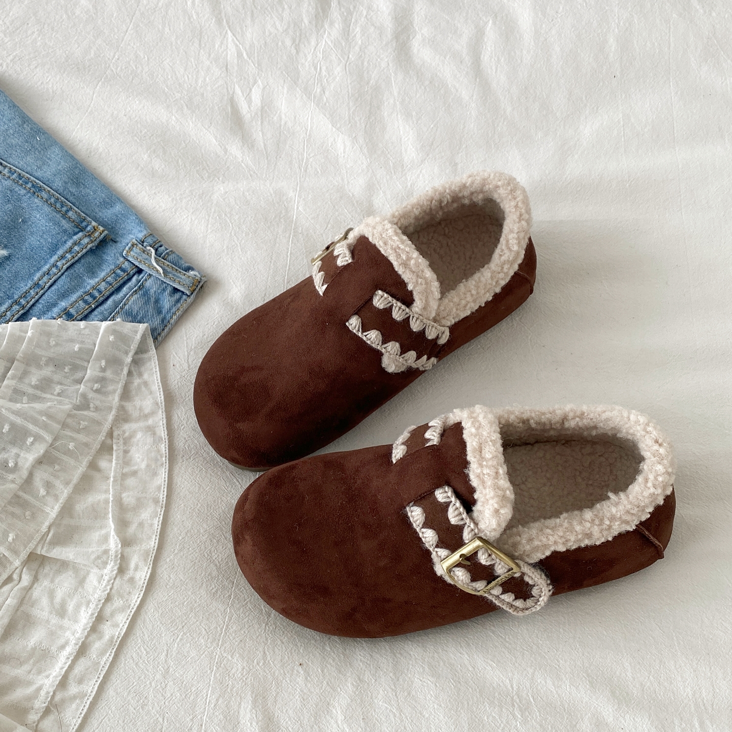 喜叔 复古厚底勃肯毛毛鞋女2025新款秋冬外穿加绒棉鞋保暖雪地靴 - 图3