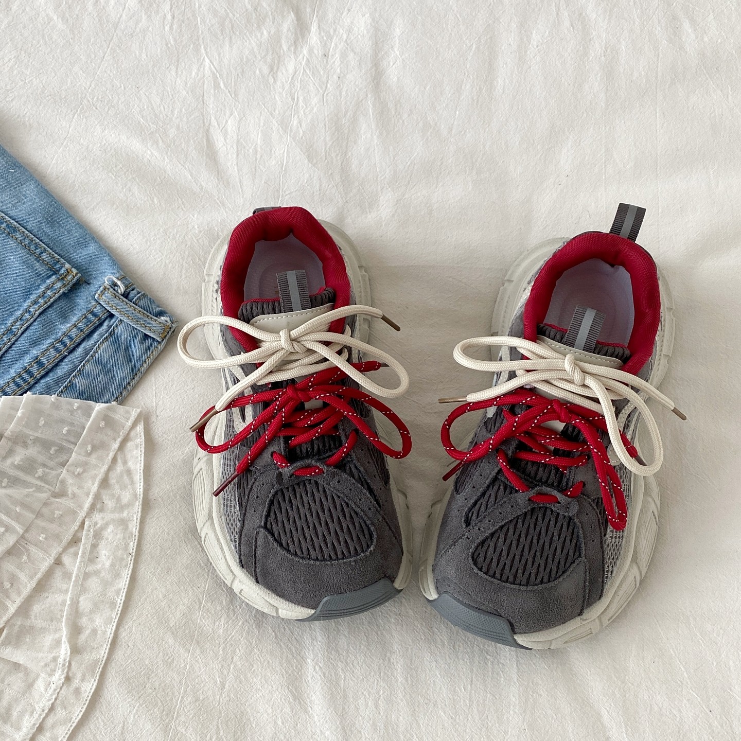 喜叔 复古小众拼色厚底老爹鞋女款ins潮时尚增高双鞋带休闲运动鞋,淘宝优惠券,粉丝福利购,淘宝优惠卷