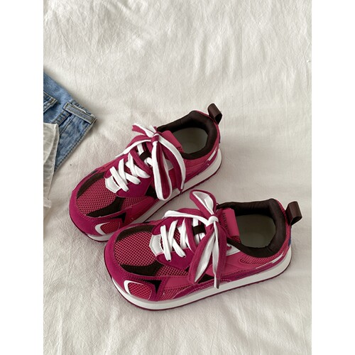 喜叔复古撞色网面透气阿甘鞋女款夏季丑萌大头运动鞋德训休闲鞋潮 - 图3