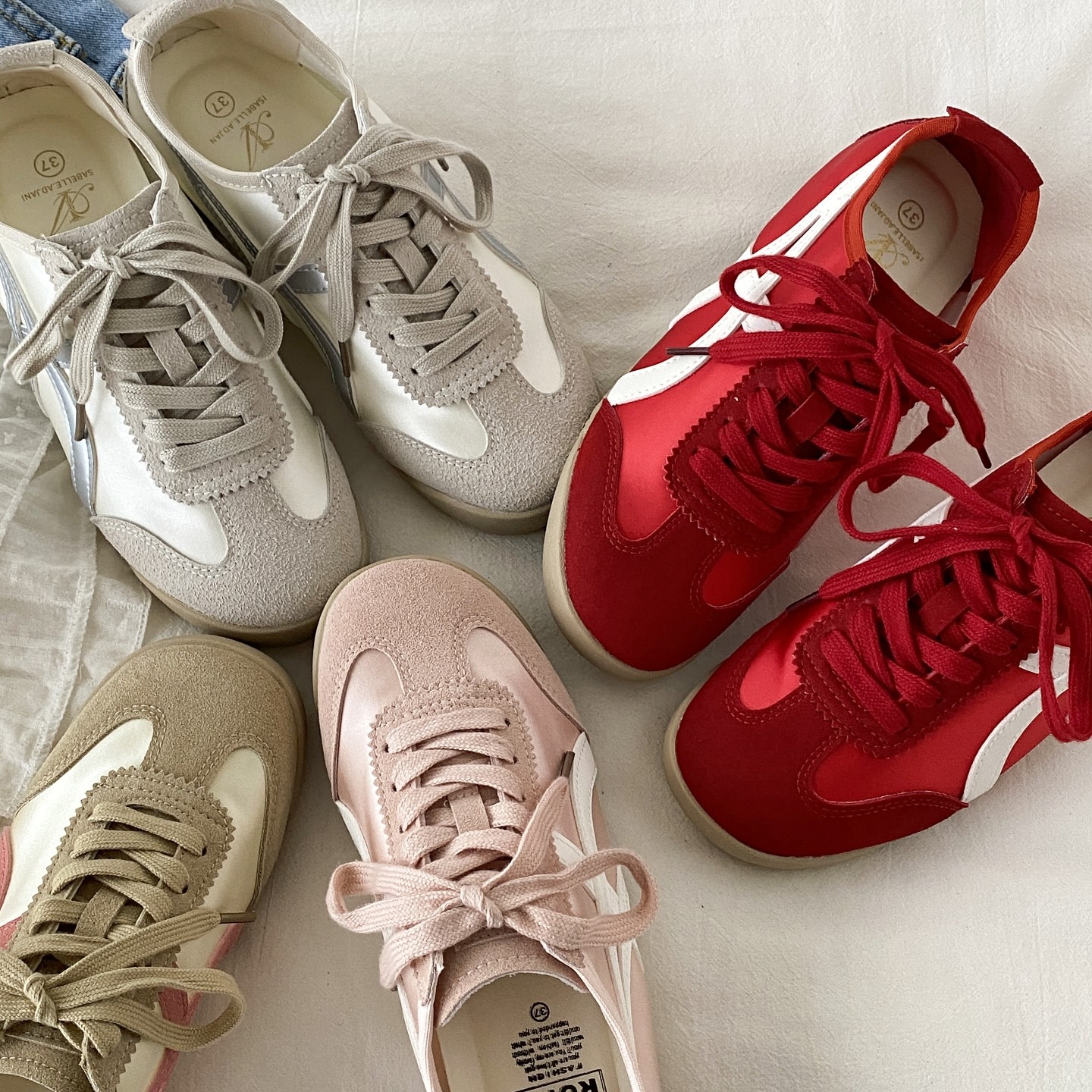 喜叔 夏季薄款粉色阿甘鞋女款2025新款平底德训鞋配裙子休闲板鞋,淘宝优惠券,粉丝福利购,淘宝优惠卷