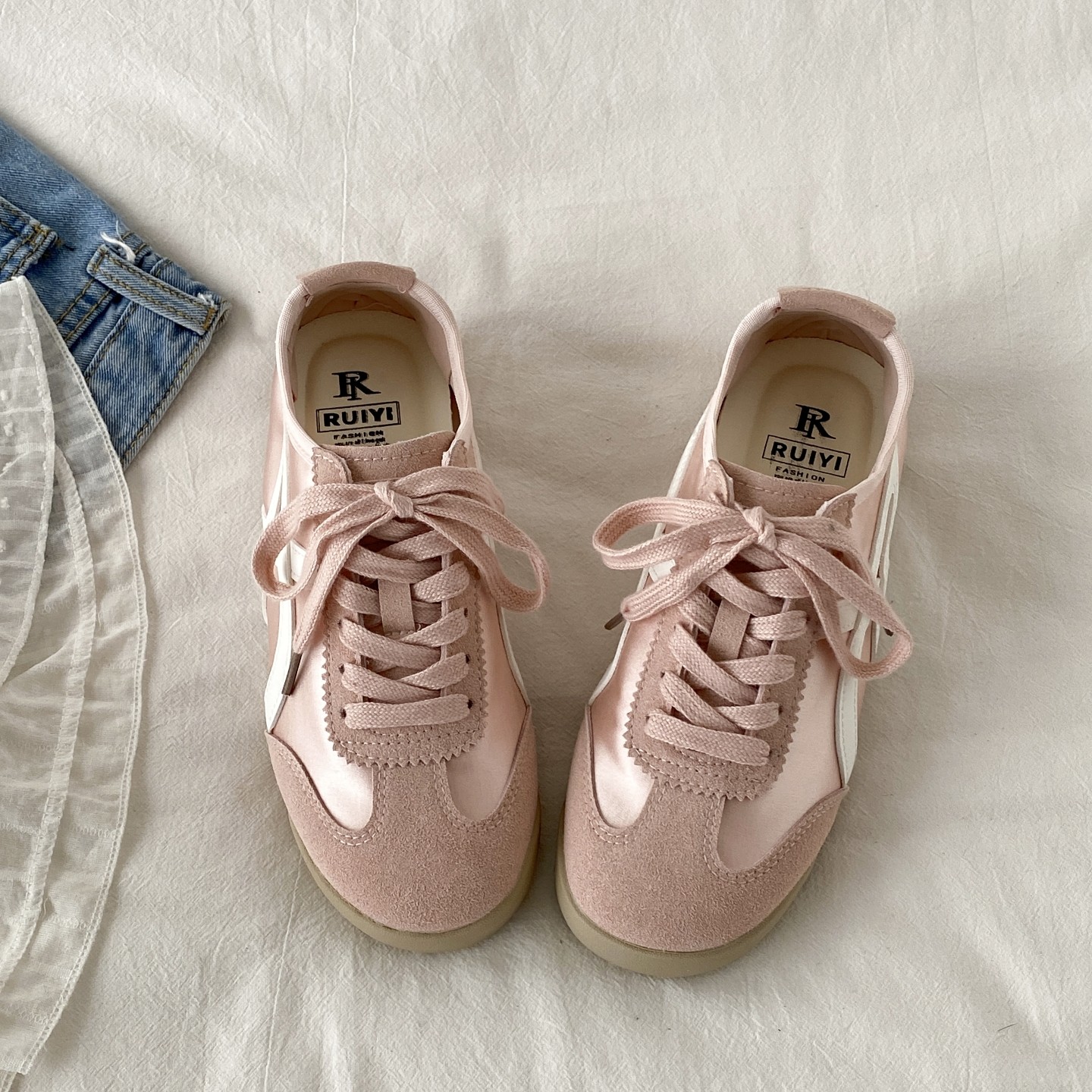 喜叔 夏季薄款粉色阿甘鞋女款2025新款平底德训鞋配裙子休闲板鞋,淘宝优惠券,粉丝福利购,淘宝优惠卷