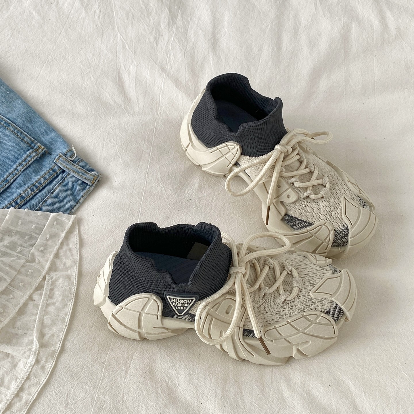 喜叔小众拼色厚底八爪鱼运动鞋女款春秋透气休闲老爹鞋复古跑鞋男,淘宝优惠券,粉丝福利购,淘宝优惠卷