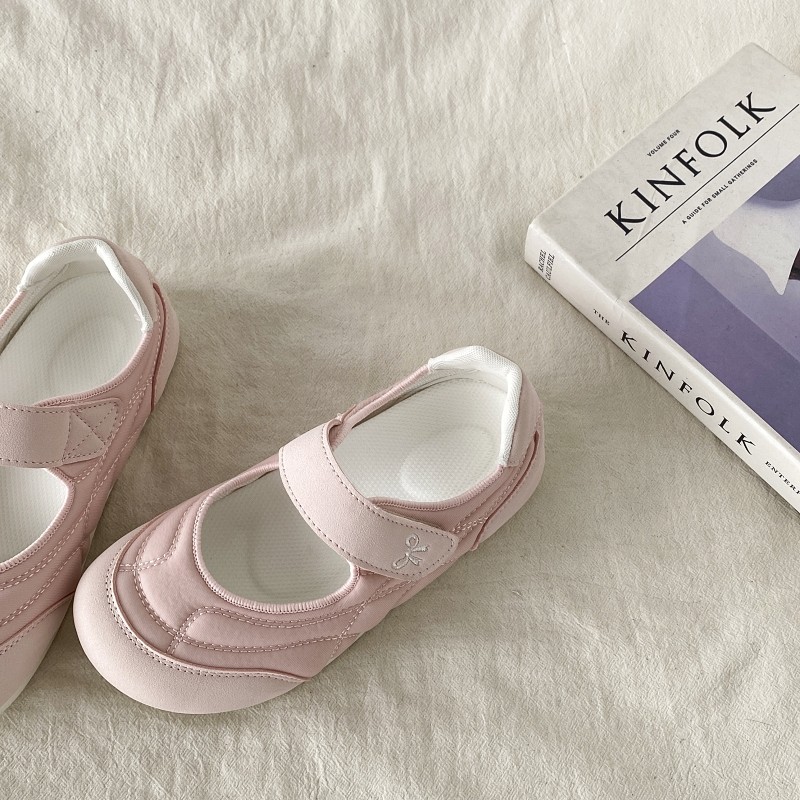 喜叔丑萌粉色平底玛丽珍鞋女2025新款夏季薄底魔术贴板鞋浅口单鞋,淘宝优惠券,粉丝福利购,淘宝优惠卷