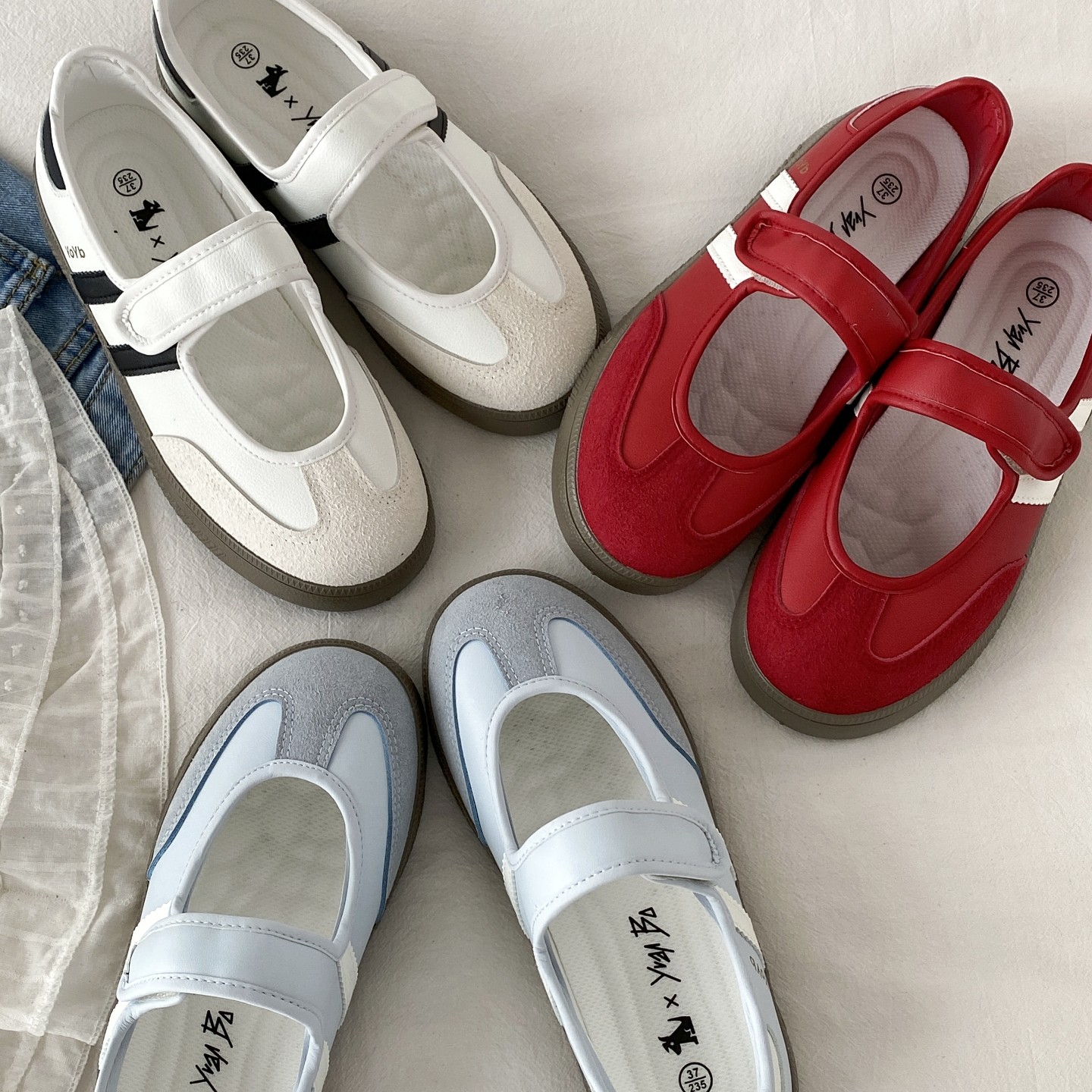 喜叔夏季百搭魔术贴玛丽珍女鞋2025新款配裙子浅口单鞋厚底德训鞋,淘宝优惠券,粉丝福利购,淘宝优惠卷