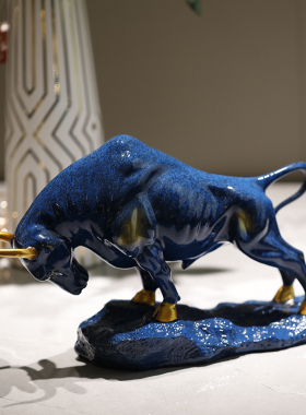 时代印象树脂招财美式客厅牛摆件