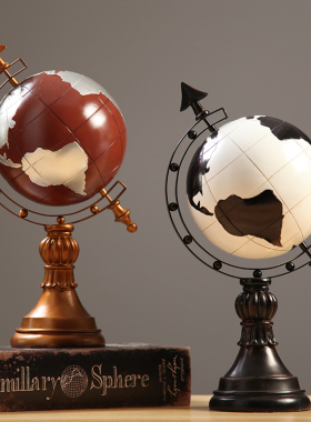 可旋转办公室地球仪摆件树脂美式