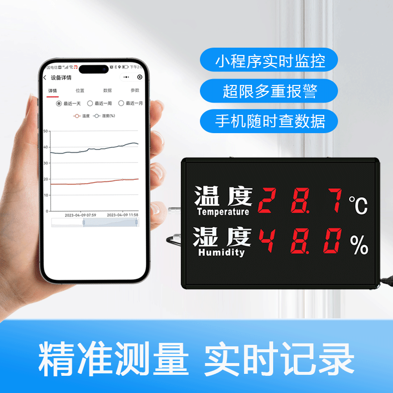 4G无线远程温湿度计高精度工业级远程大屏仓库车间电子温度显示器-图0