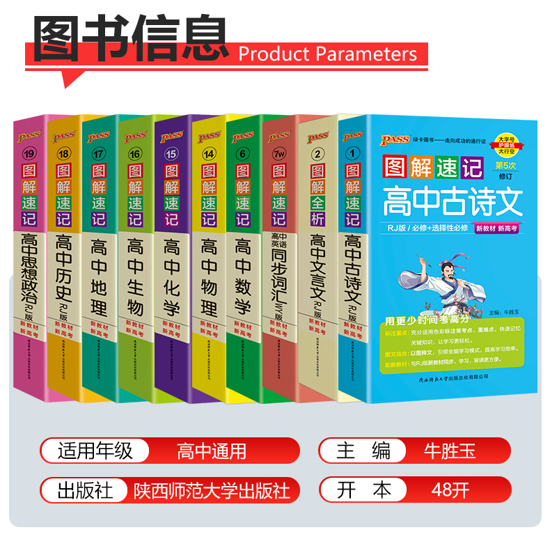 图解速记高中语文数学物理化学生物政治历史地理英语词汇单词语法文言文古诗文基础知识点总结大全必背公式定律手册pass绿卡图书 - 图0