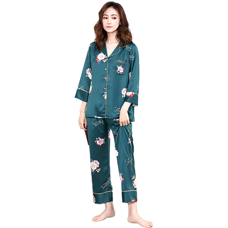 尚致内衣旗舰店秋季新款睡衣女冰丝薄款长袖春秋甜美仿真丝绸中年妈妈夏家居3