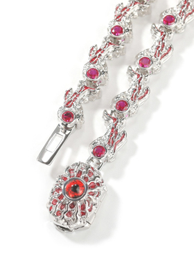 2025欧美夸张尖刺寄生红眼睛荆棘镶钻嘻哈项链男小众设计潮流配饰