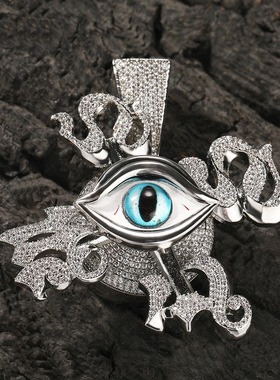 欧美嘻哈潮流街头个性macovaseas同款荷鲁斯之眼旋转吊坠古巴项链