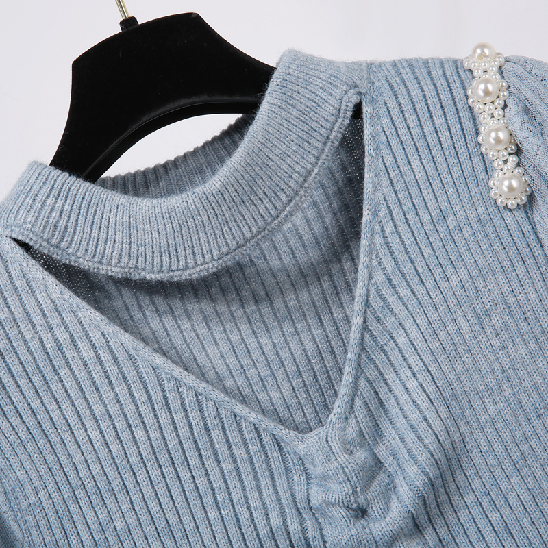 初黎旗舰店2022早春季新款女装蓝色秋冬打底法式小众设计公主长裙蕾丝连衣裙2