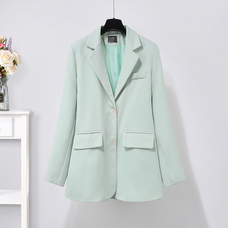 初黎旗舰店2022年春季新款女小众设计西装百褶裙子两件套绿色雪纺碎花连衣裙1