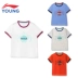 Li Ning Children Wear 2019 Summer Boy Baby Baby Short Tay áo Thời trang hàng đầu Cổ tròn Đầm trẻ em Một nửa Áo thun - Áo thun Áo thun