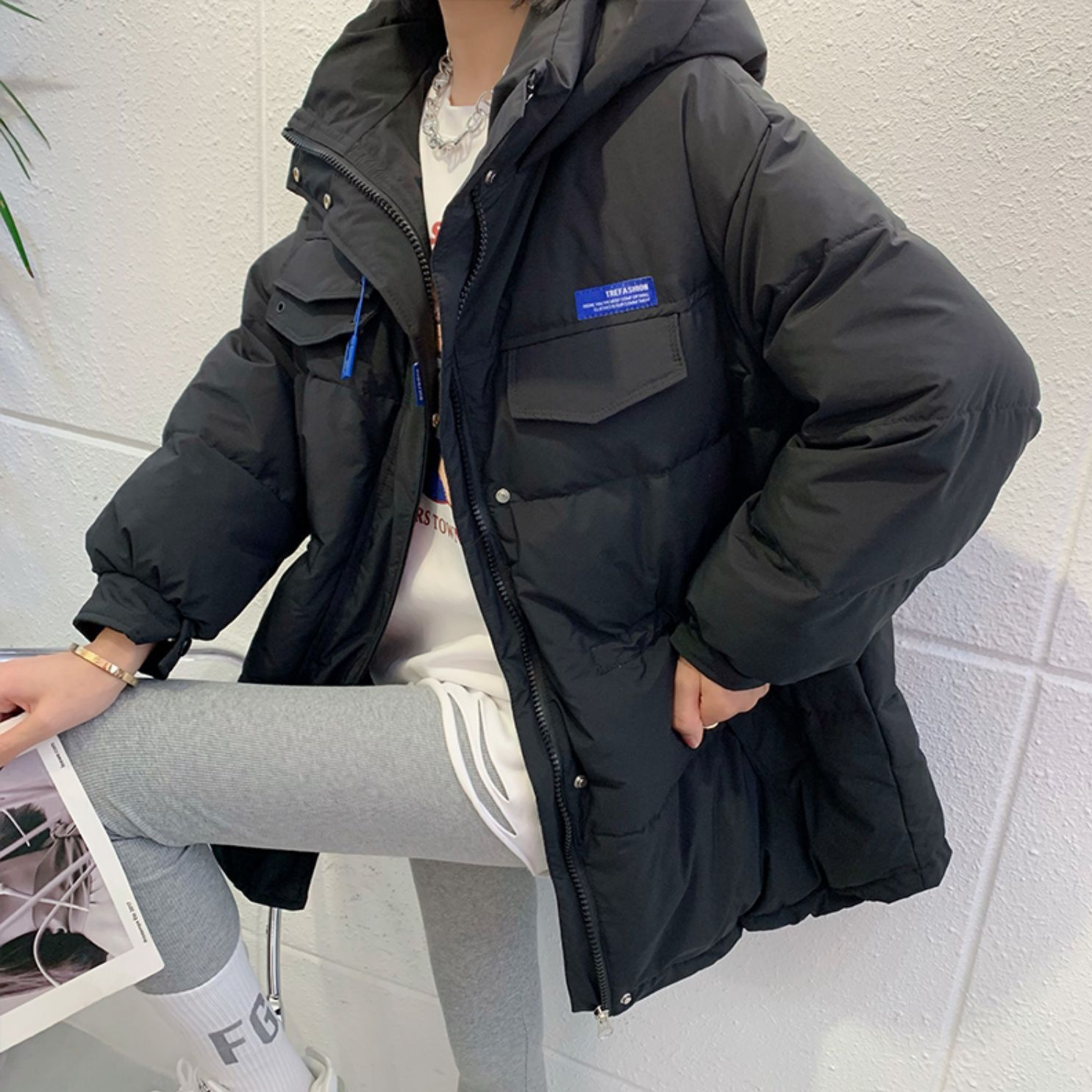 羽绒服女中长款外套冬连帽白鸭绒 拾陌羽绒服