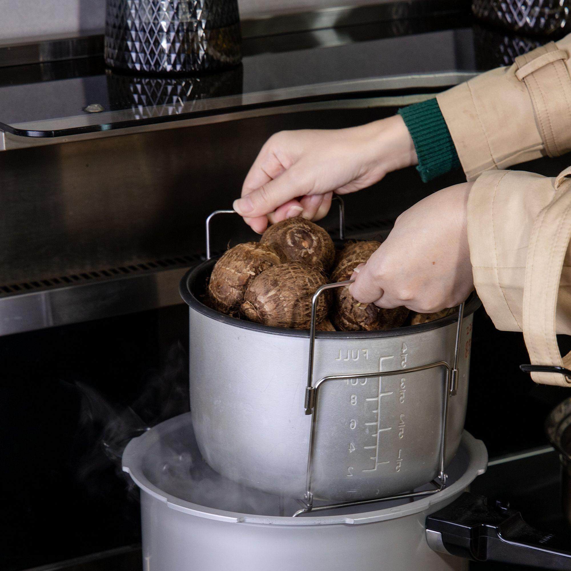 家用可折叠伸缩手提蒸架防烫提盘器高压锅电饭煲加粗不锈钢蒸菜架,淘宝优惠券,粉丝福利购,淘宝优惠卷