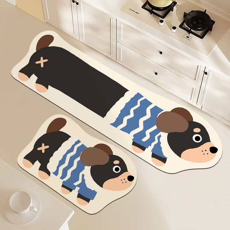 Dachshund special-shaped kitchen absorbent floor mat diatom mud