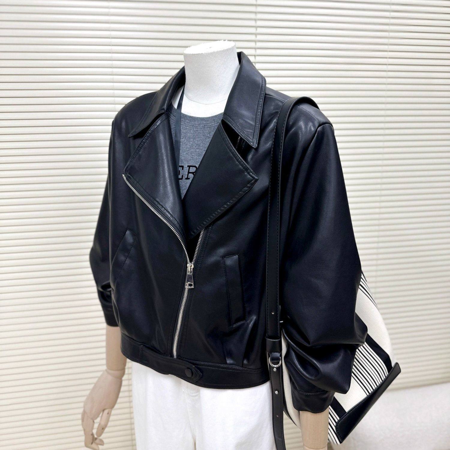 海宁小皮衣外套女2025秋冬新款时尚气质宽松休闲短款机车风皮夹克,淘宝优惠券,粉丝福利购,淘宝优惠卷