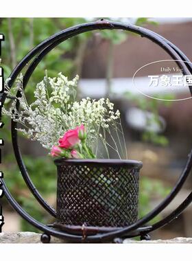 中式插花花器竹编花器竹编花篮花器插花摆件花篮竹编手提中式篮