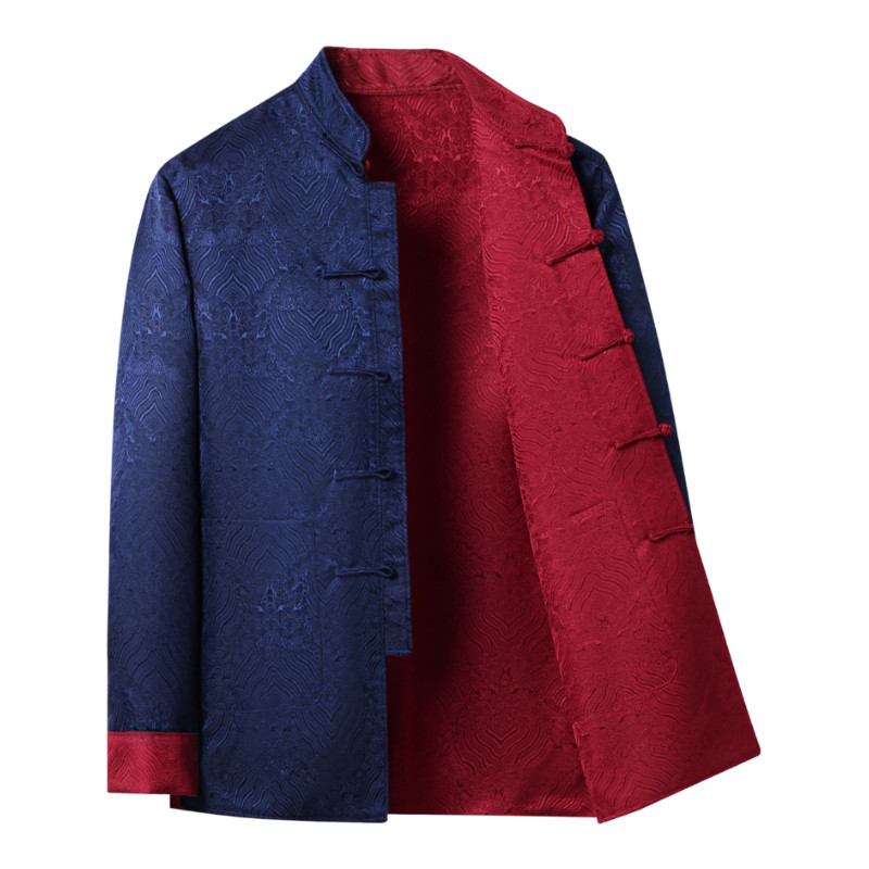 立领双面穿唐装男高级感新中式中国风提花复古盘扣中老年爸爸外套,淘宝优惠券,粉丝福利购,淘宝优惠卷