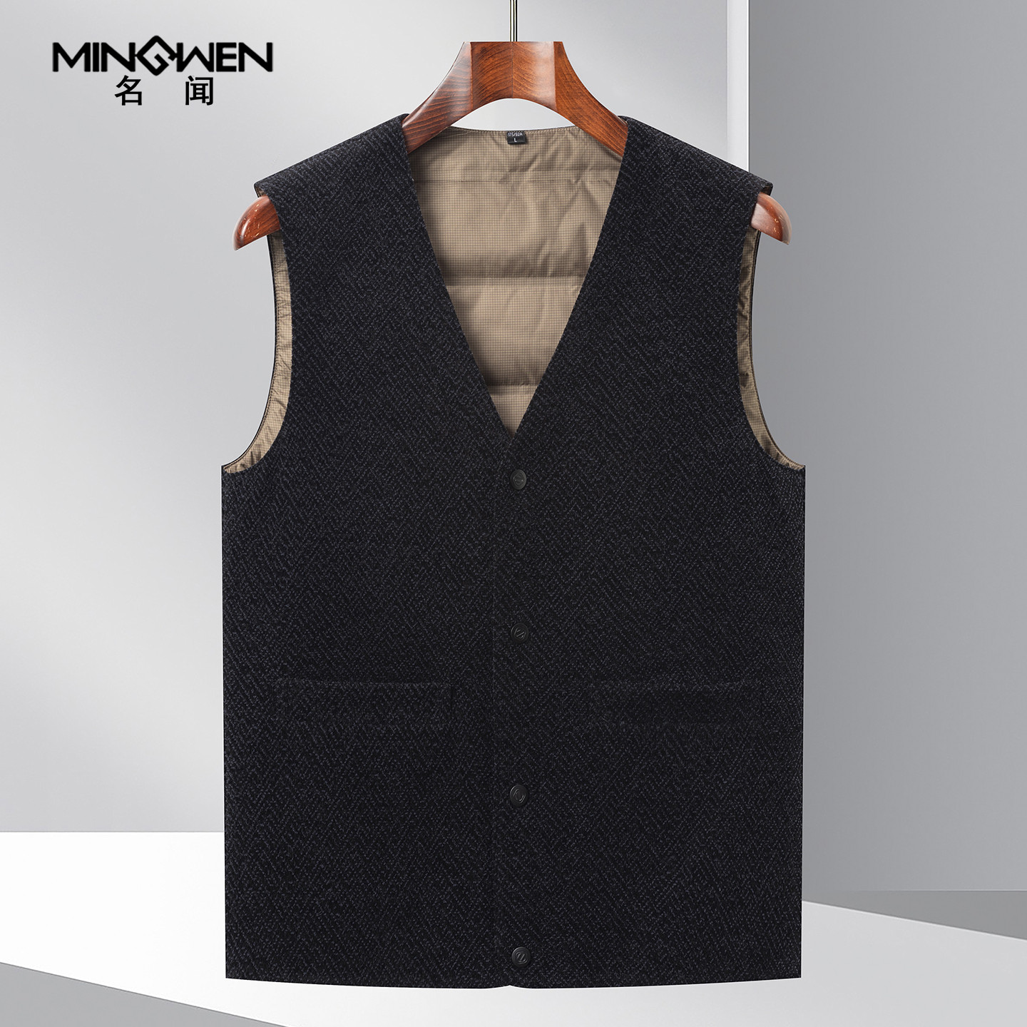 v领白鹅绒羽绒马甲男冬季轻薄内穿保暖背心中老年爸爸装坎肩外套,淘宝优惠券,粉丝福利购,淘宝优惠卷