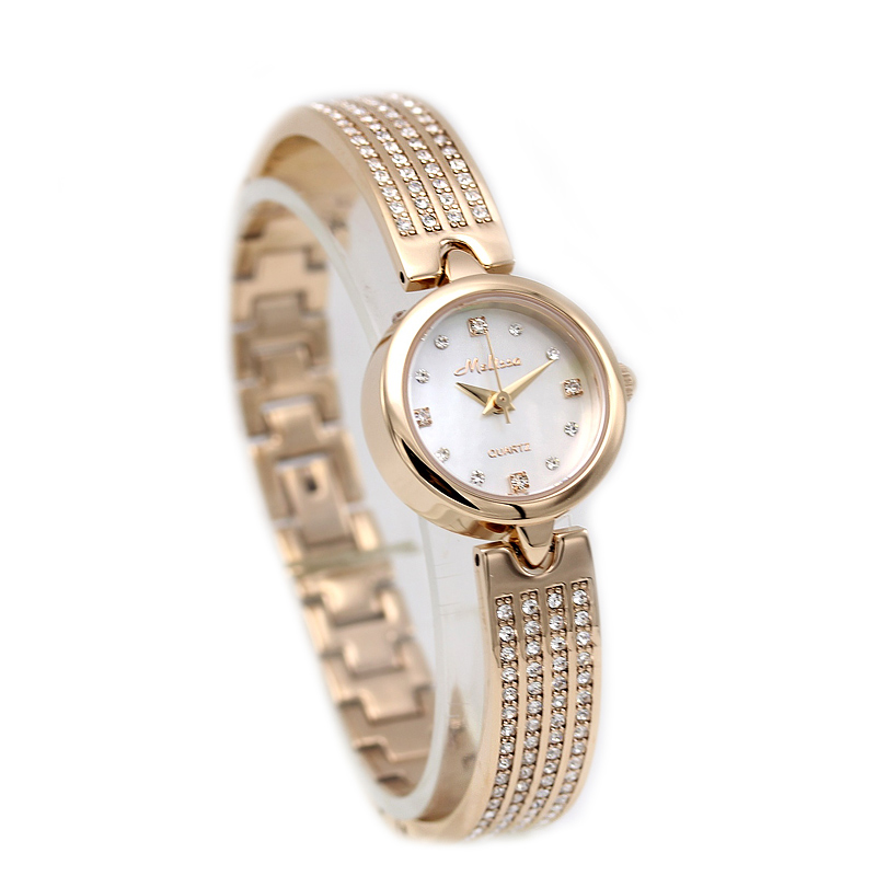 玛丽莎正品石英女表镶钻水晶时尚休闲气质手链手表简约防水钻腕表