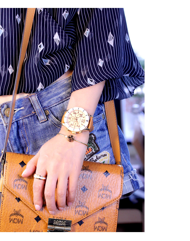 玛丽莎正品中性日历皮带装饰女表 玛丽莎手表国产腕表