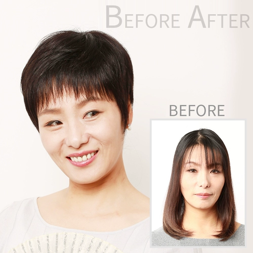 私元气 Парик, пряди волос изготовленные из настоящих волос для матери для пожилых людей, прямые волосы, для среднего возраста