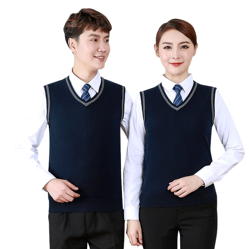 Рабочий шерстяной демисезонный жилет подходит для мужчин и женщин, короткий трикотажный свитер без рукавов, V-образный вырез