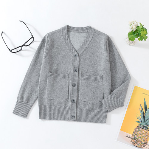 2026春秋新款中大童针织开衫男童学生女童毛衣外套口袋校服学院风 - 图3