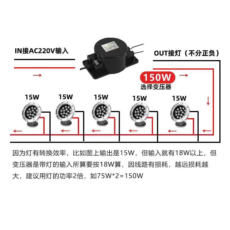 LED喷泉灯水底灯专用防水12v24v变压器水下灯具电源驱动器户外