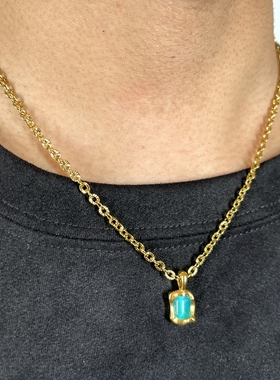 夏日清凉感波西米亚项链猫眼石颈链马尔代夫蓝绿锁骨链新款礼物