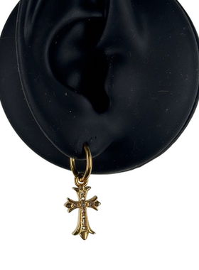 不掉色双十字架项链男女潮金色痞帅高街高级感吊坠钛钢小众嘻哈