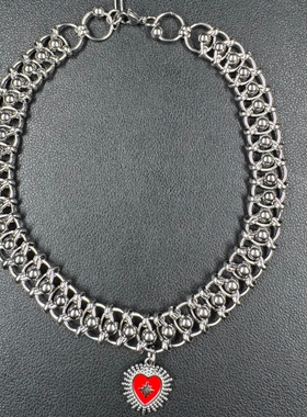 PUNK 原创小众设手工链爱心锁骨链项链男女个性夸张重工亚比配饰