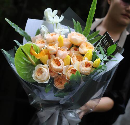 进口玫瑰花奥斯汀朱丽叶蕙兰花北京鲜花同城花店速递广州深圳上海 - 图3
